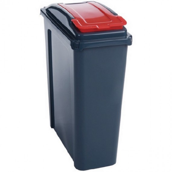 VFM Recycling Bin With Lid 25 Litre RedR