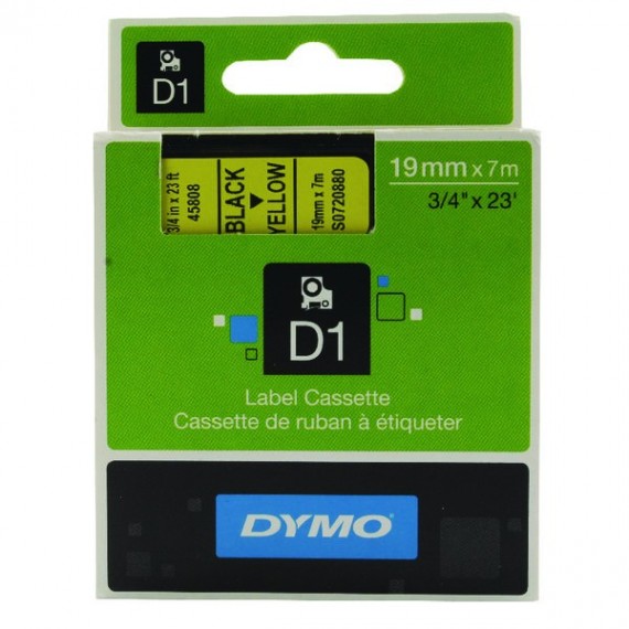 Dymo 2000/5500 Tape 19mm Blk/Ylw 45808