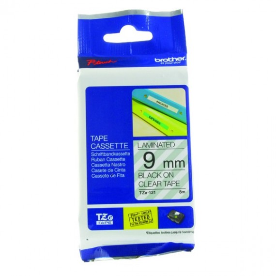 Brother PTouch Tape TZE121 9mm Blk/Clr