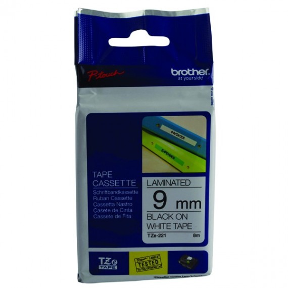 Brother PTouch Tape TZE221 9mm Blk/Wht