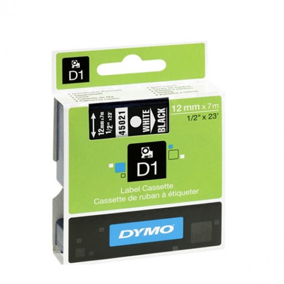 Dymo 1000/5000 Tape 12mmx7M Wh/Blk 45021