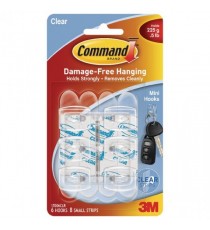 3M Command Mini Clear Hooks with Strips