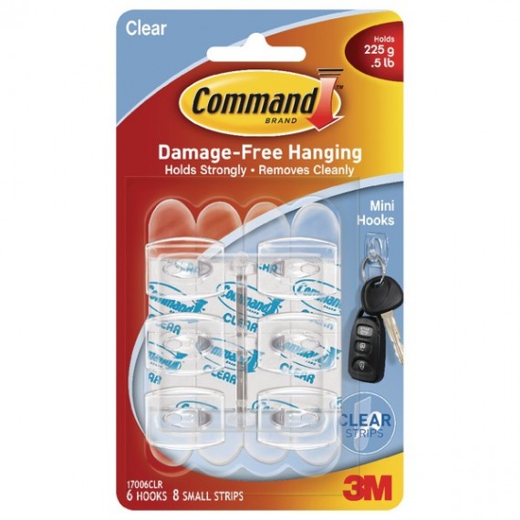 3M Command Mini Clear Hooks with Strips