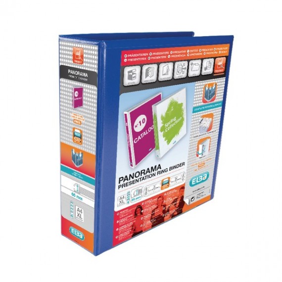 Elba A4 Panorama 65mm 4D Pres Binder Blu