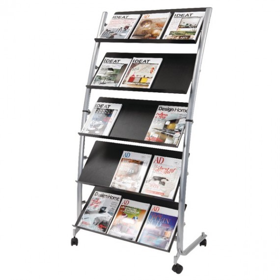 Alba 5 Shelf S/Sided Lit Disp Stand 3xA4