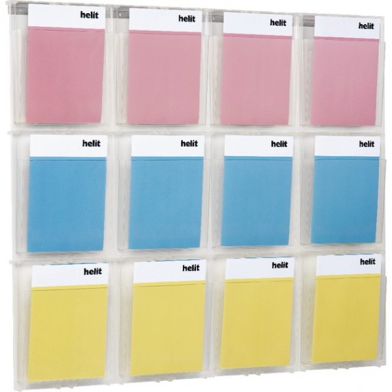 Helit Wall Display 12xA4 Pockets Clear