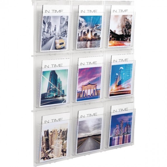Helit Wall Display 9xA4 Pockets Clear