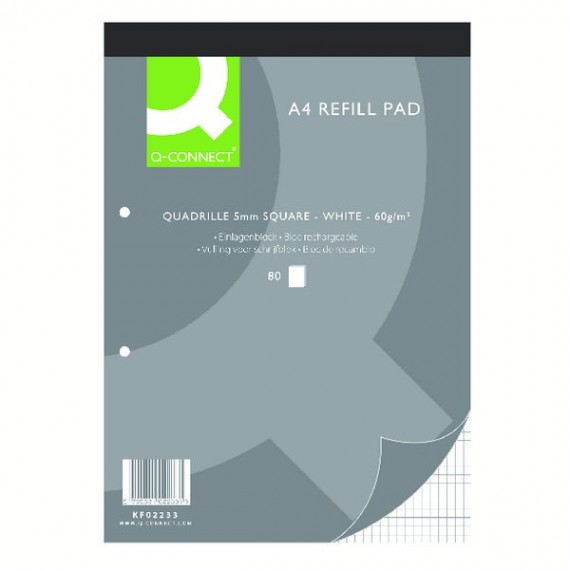 Q-Connect Refill Pad A4 Quad 80Leaf