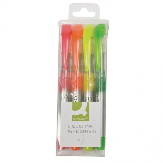 QConnect Liquid Ink HighlighterAsst Pk4