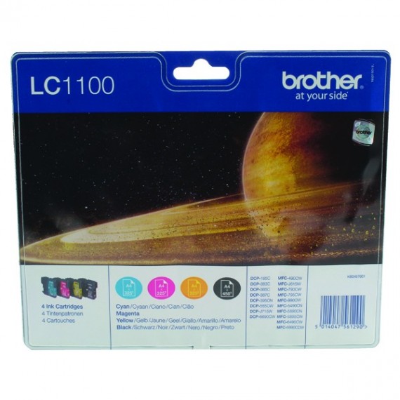 Brother LC1100 Ink Cart Value Pack KCMY