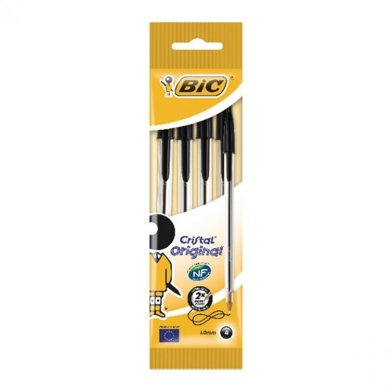 Bic Black Cristal Medium Ball Point Pk40