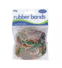 County Rubber Bands Coloured 50gm Pk12