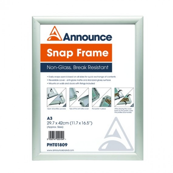 Photo Album A3 Slvr Snap Frame SNAPA3S