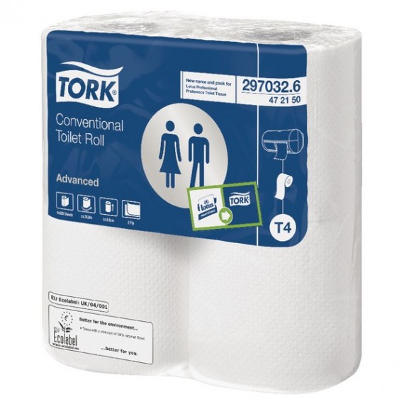 Tork White Conventional Toilet Roll Pk36