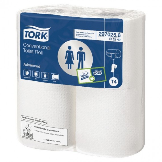 Tork Conventional White Toilet Roll Pk9