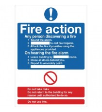 Fire Action Words A4 Self Adh Sign