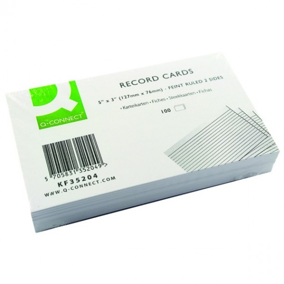 Q-Connect Record Card 127x76mm Wht P100