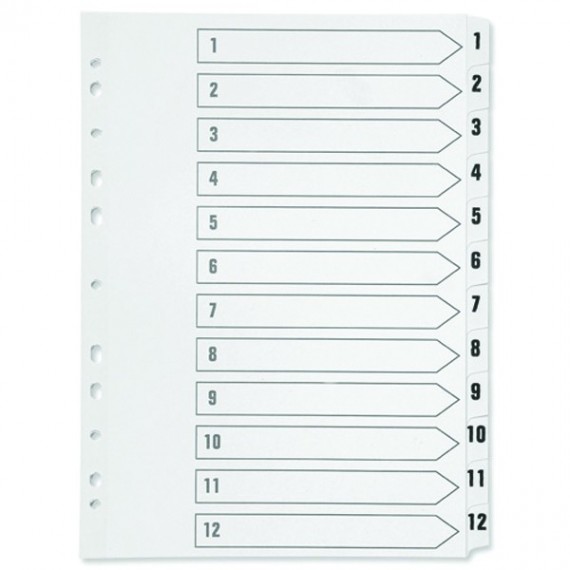 Q-Connect 1-12 Punched Index A4 White
