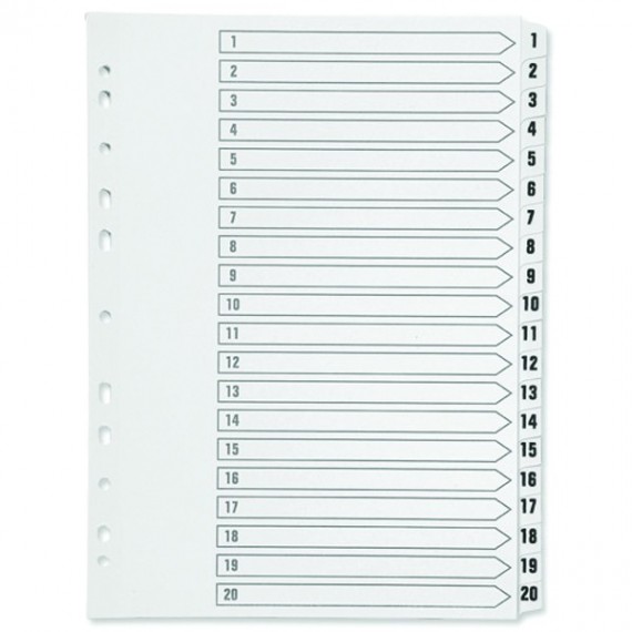 Q-Connect 1-20 Punched Index A4 White