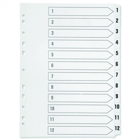 Q-Connect 1-12 Index Clear Tab White A4