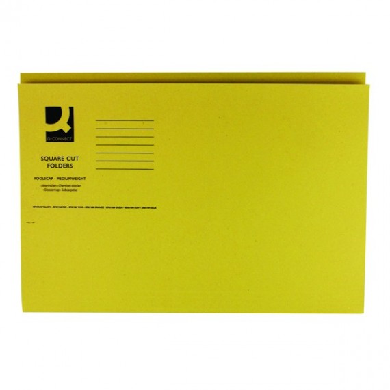 Q-Connect Sq Cut Folder 250g Yellow P100