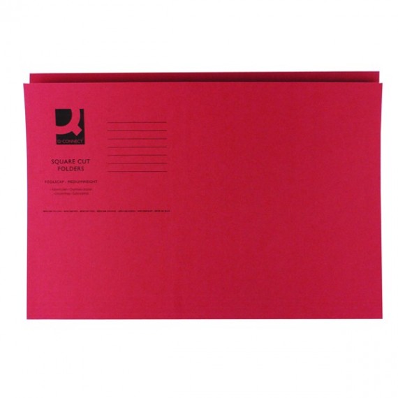 Q-Connect Sq Cut Folder 250gsm Red Pk100