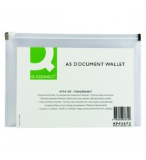 Q-Connect Doc Zip Wallet A5 Transp P10