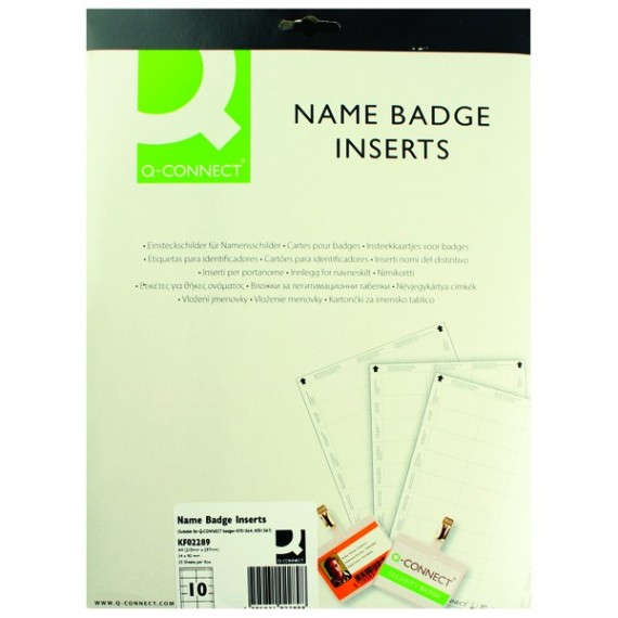 Q-Connect Name Badge 54x90mm Insert Pk25