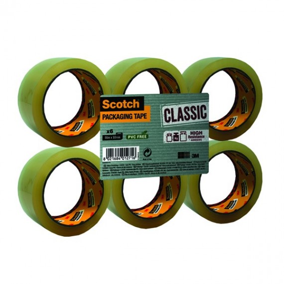 Scotch Clear 50mmx66m Packaging Tape Pk6