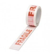 Printed Fragile White/Red 50mmx66m Tape