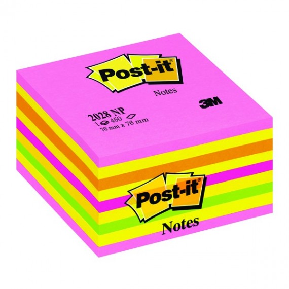 Post-it Neon Note Cube 76x76mm 2028NP
