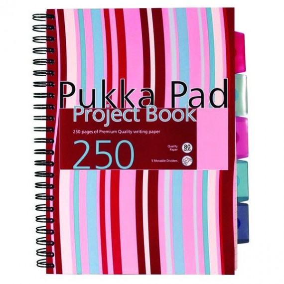 Pukka Stripes Project Book A4 Blu Pk Pk3